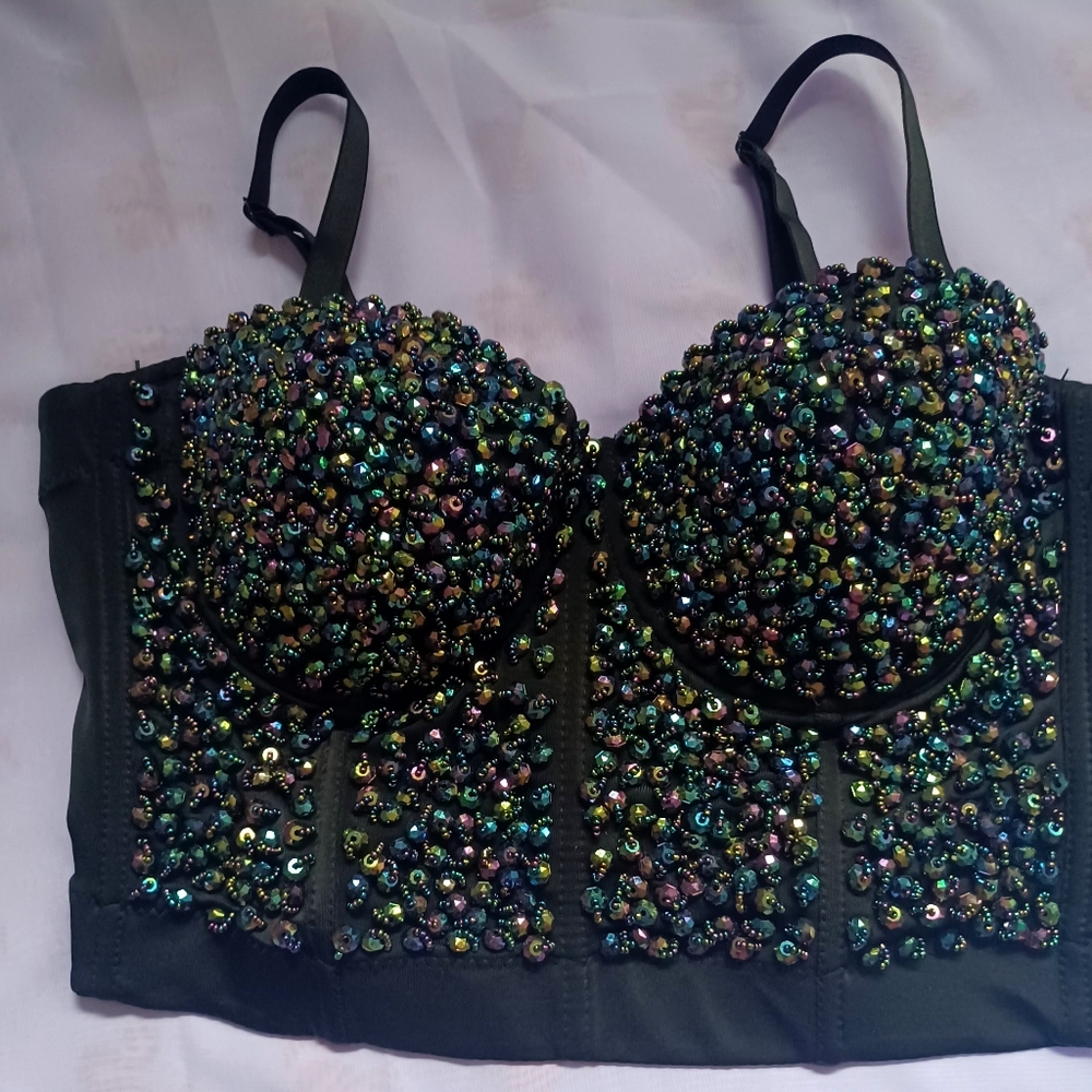 Embellished Green Bodysuit